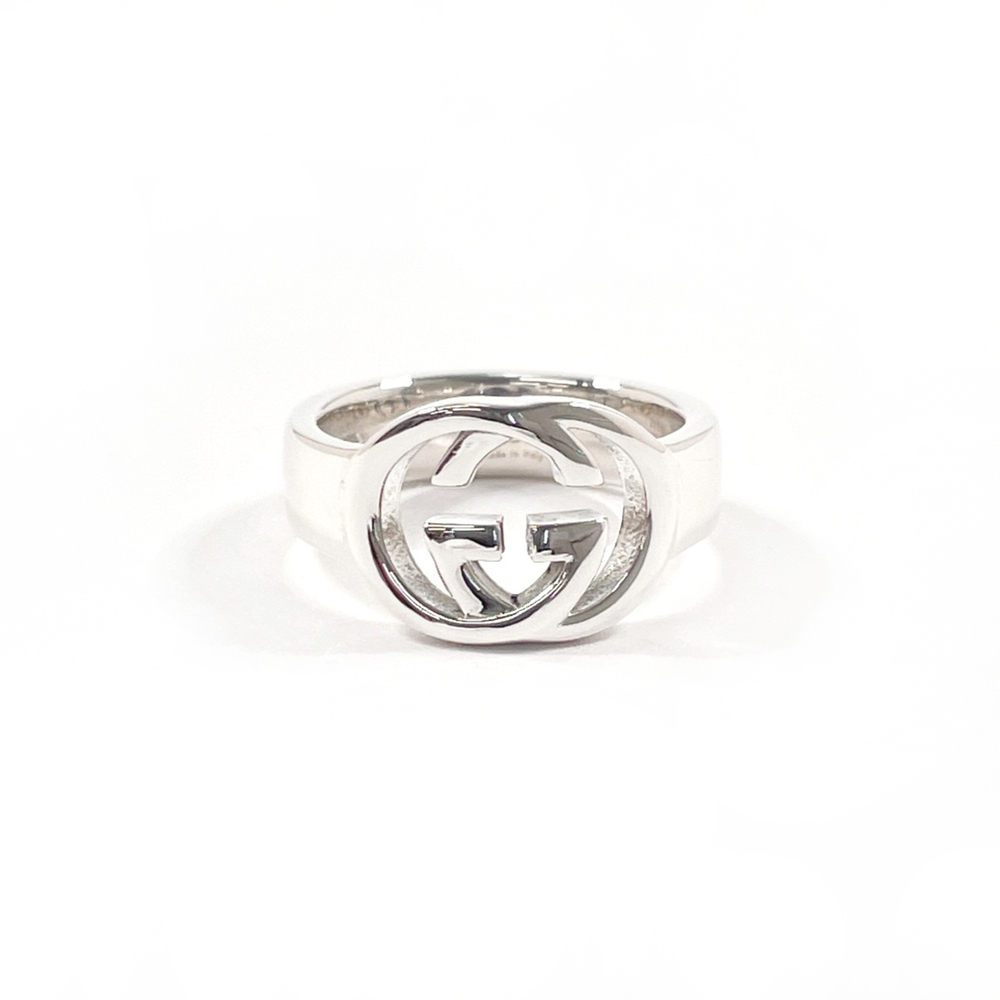 GUCCI Interlocking G Ring, Sterling Silver 925, Size 8, Silver, Women's